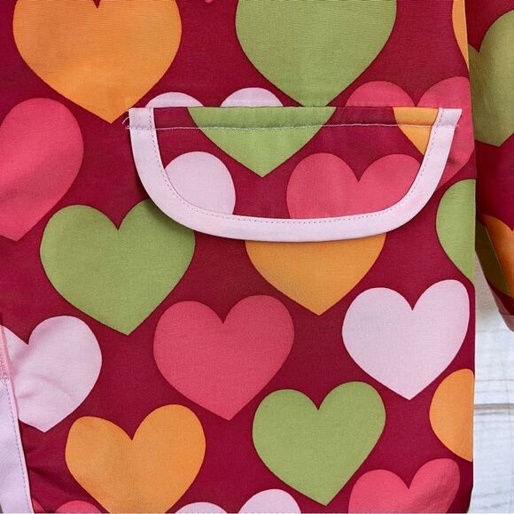 Girls Gymboree Lined Raincoat/Rain Jacket Hearts Velcro Raspberry  Pink 5-6 - Picture 9 of 15